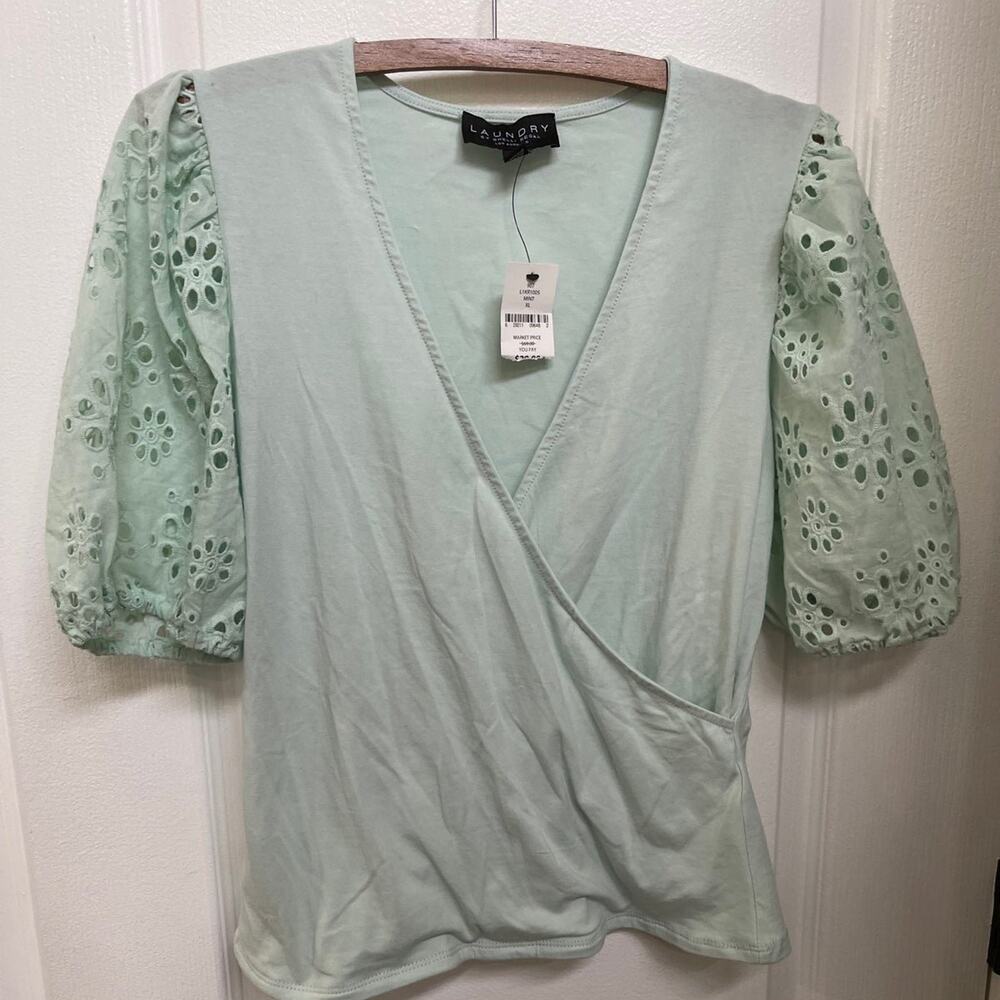 Laundry by Shelli Segal wrap top mint green Sz XL NWT